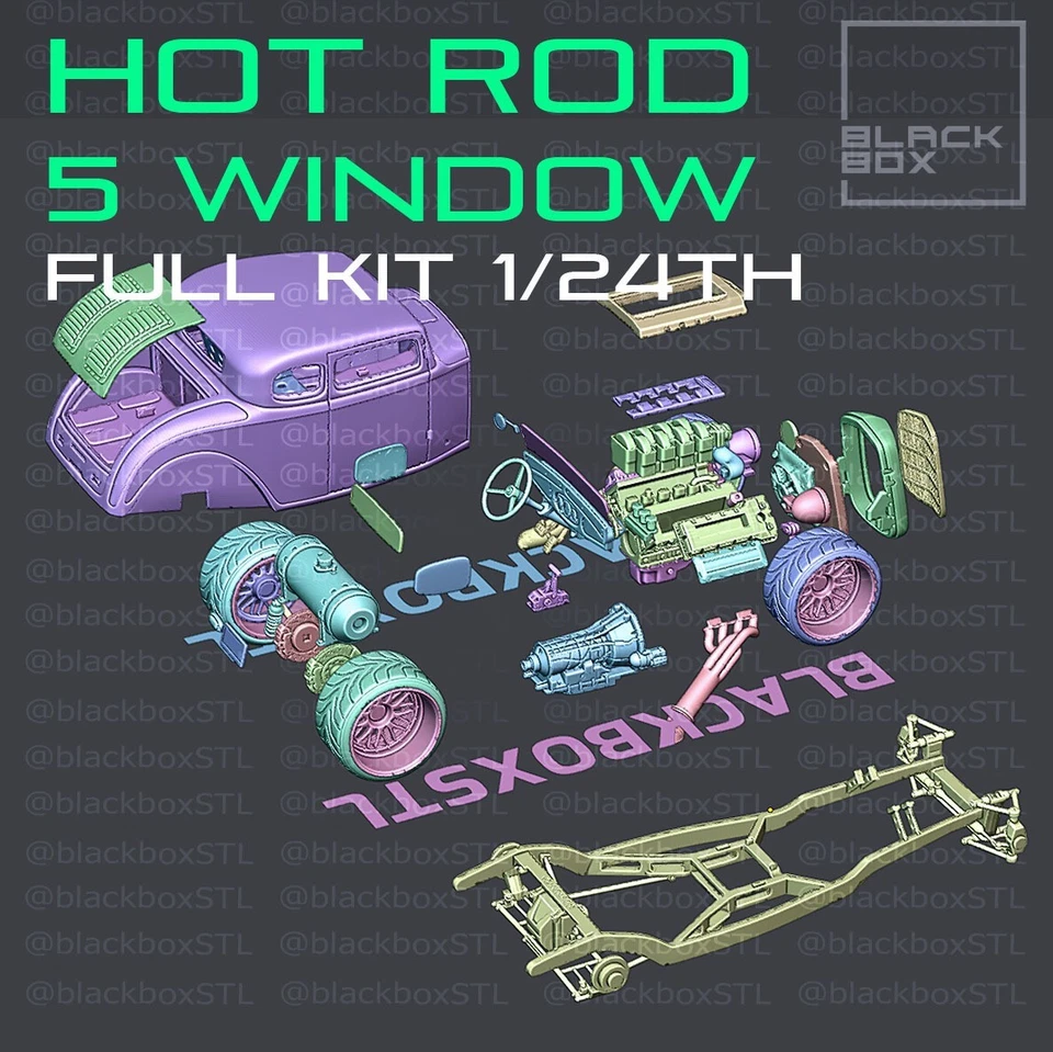1:25-1:24 Scale 5 Window Coupe Hot Rod | Full Model Kit-Unnasembled & Unpainted - Image 2 of 4