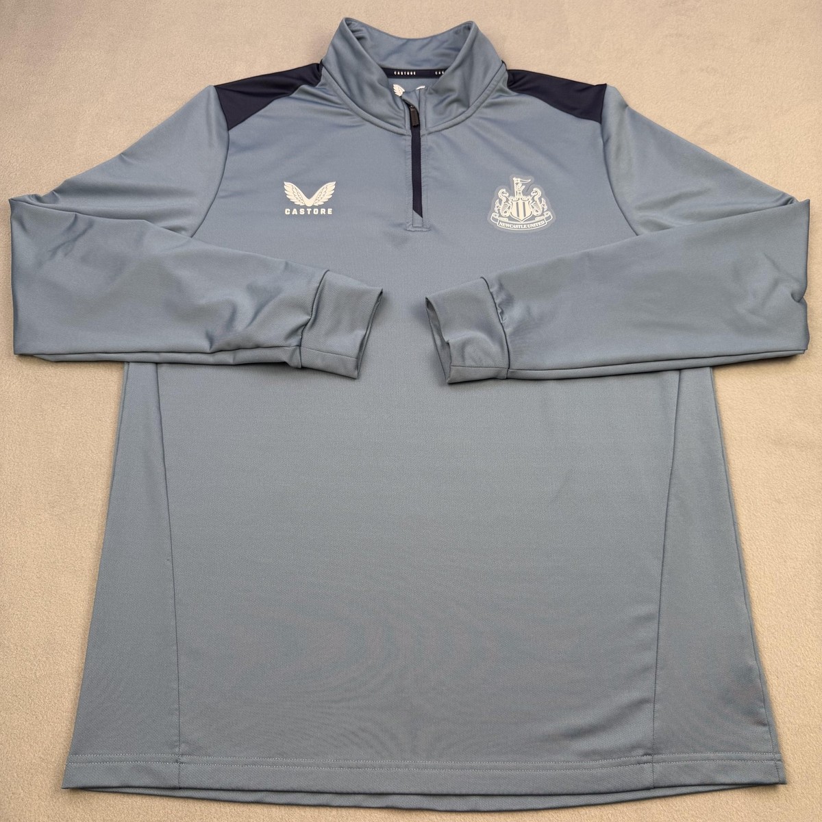 Newcastle United Sweatshirt Mens Large Blue Soccer Castore 1/4 Zip