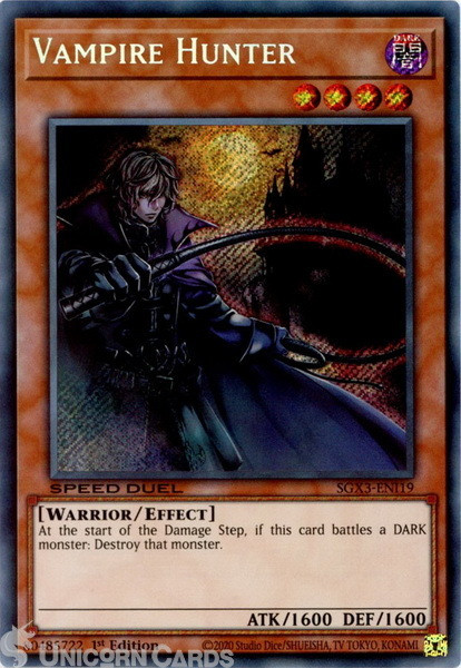 SGX3-ENI19 Vampire Hunter :: Secret Rare 1st Edition Mint YuGiOh Card