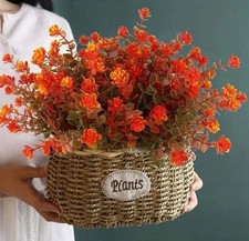 RECUTMS 10 Bundles Artificial Fall Flowers No Fade Faux 10 Pcs Green Orange