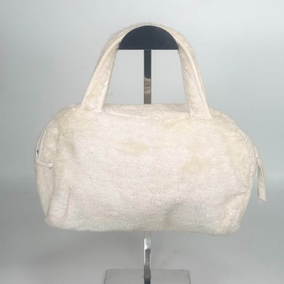 Christian Dior J'ADORE White Terry Cloth Mini Handbag Tote Logo