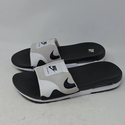 Nike Air Max 1 Slide Mens Sz 8 White Black Light Grey Sandals DH0295-102 NEW!!!