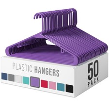 Plastic Hangers 50 Pack Purple - Clothes Hangers - Makes The Perfect Coat Han...