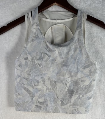 Lululemon Women's Break Free Tank Top Nulux Crop White Gray Size 4