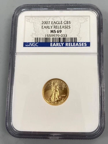 2007 US 1/10th ozt Gold $5 Eagle Coin NGC MS69 Early Release L23971