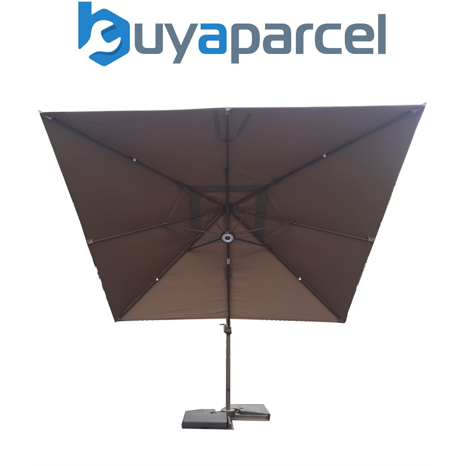 Signature Weave 3 x 3m Square Cantilever Parasol Sun Shade Umbrella Brown Canopy