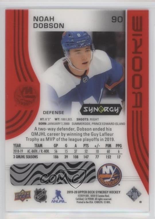 2019 Upper Deck Synergy Rookies Red Bounty Tier 2 Noah Dobson #90 ...