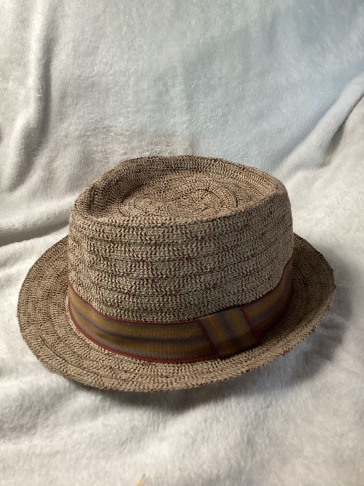 HH HENSCHEL HAT CO Raffia Straw Fedora Hat Natural Beige LAR