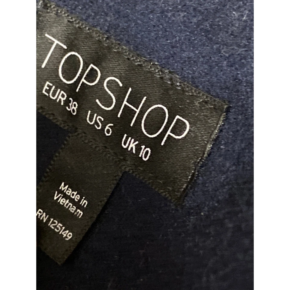 Topshop Mujer Azul Sin Mangas Corbata Cuello Cinturón Bolsillos Gabardina Chaqueta Talla 6 Foto 3 de 3