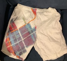 Vintage Sergio Tacchini, Size Medium, Size 32, White, Lined, Multicolored Design