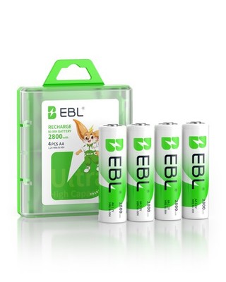 EBL AA Rechargeable Batteries 1.2V NiMH  2800mAh Pack of 4
