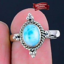 Republic Larimar Stone Handmade Cluster Ring Jewelry Size 9.5 Sterling Silver
