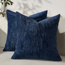 Set of 2 Soft Textured Throw Pillow Covers 16x16, Invisible Zipper Neutral Cu...