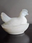 Vintage 1940s Hazel Atlas White Milk Glass Hen on Nest Covered Dish