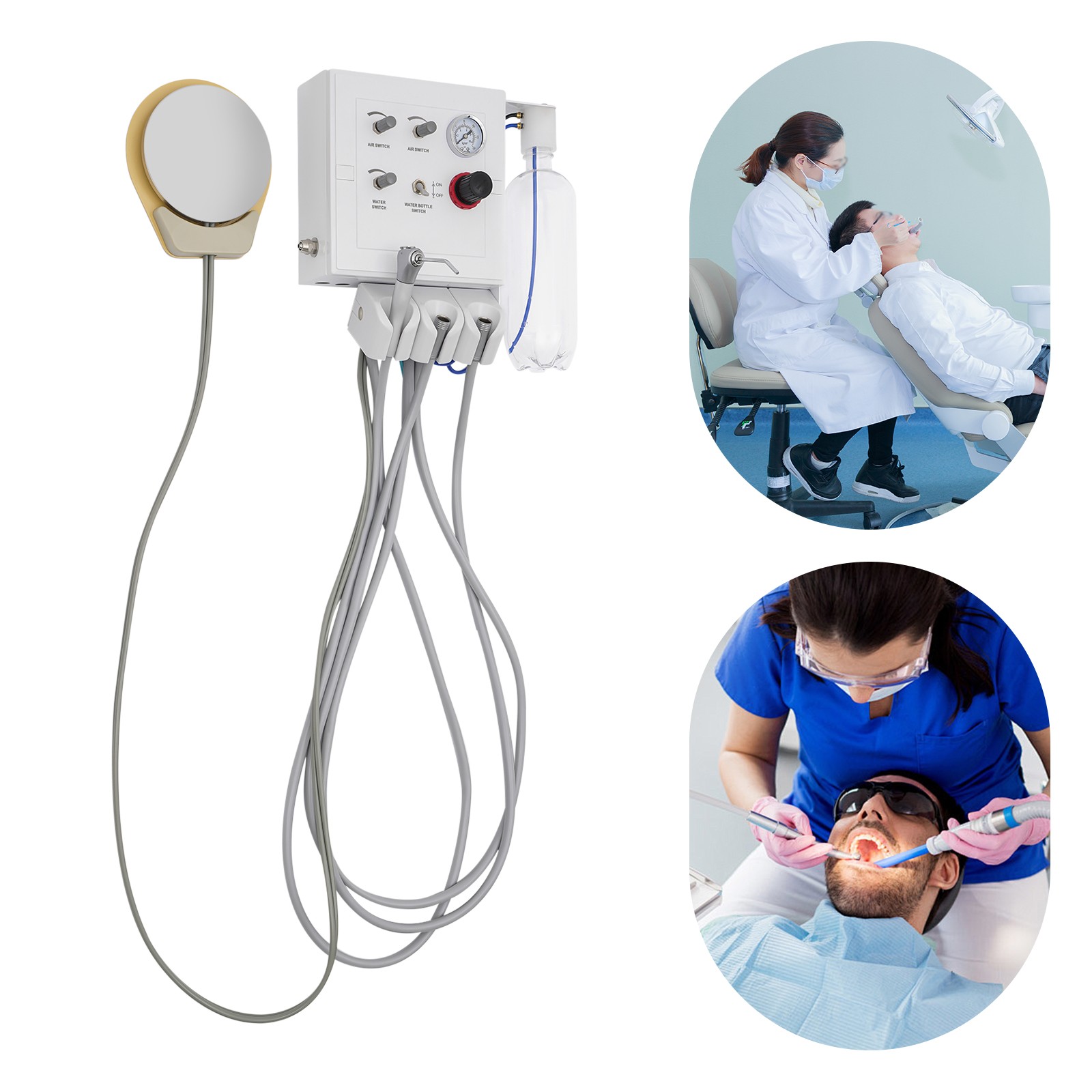 4-Hole Dental Portable Delivery Turbine Unit 3 Way Syringe Wall Mounted Turbine