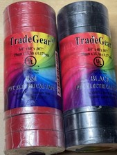 2 PKGS - TradeGear 3/4" x 60' x .177mm PVC Electrical Tape 10 Rolls Black  Red
