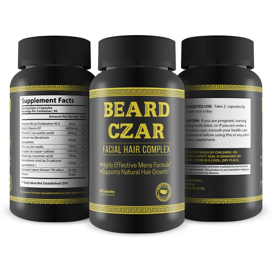 The Beard Czar - Complejo capilar facial - Fórmula para hombre altamente efectiva - Cabello natural Foto 4 de 4