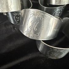 Vtg Napkin Ring Holder Custom Craft Stainless Letter "H” Set of 6 Table Scapes