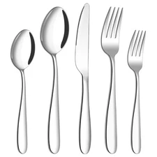 Amafox 60pc Stainless Steel Silverware Set - Dishwasher Safe, Mirror Polish