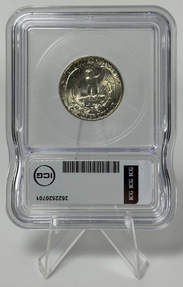 1935-D Washington Silver Quarter MS64 ICG BU D/D RPM 9/9 Micro W Brilliant UNC - Image 4 of 4