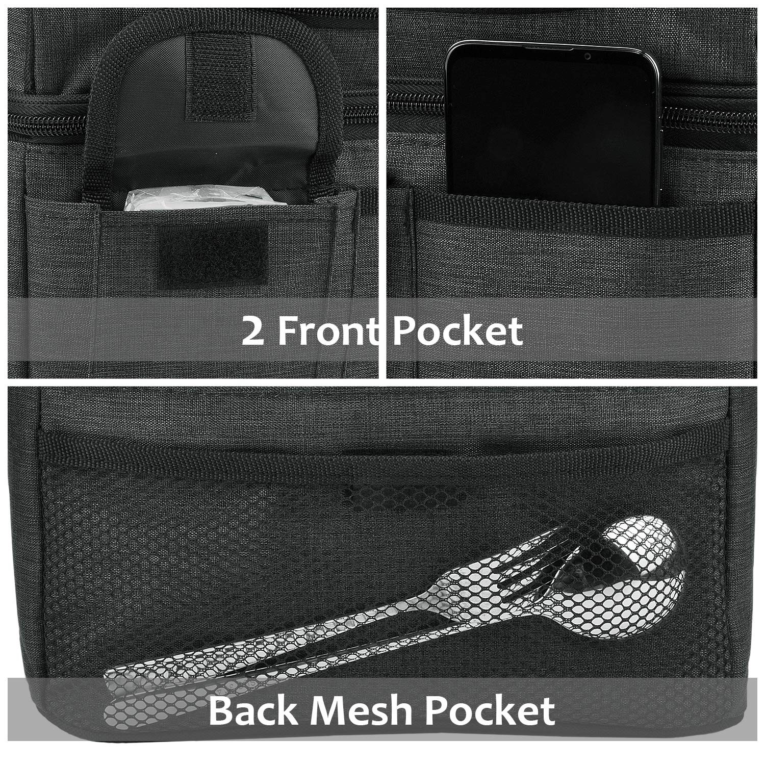 Reusable Lunch Box for Men Women, Insulated Lunch Bag Adult Work, Double Deck...