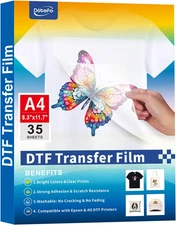 A4 DTF Transfer Film, Double Sided DTF Film 8.3"X11.7" Matte DTF Paper for White