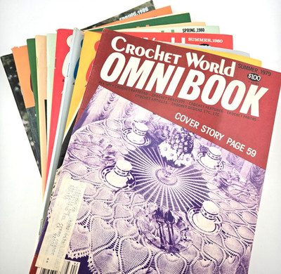 Crochet World Omnibook Magazine 1979-1982 Lot of 9 Vintage Issues Easter Bunnies