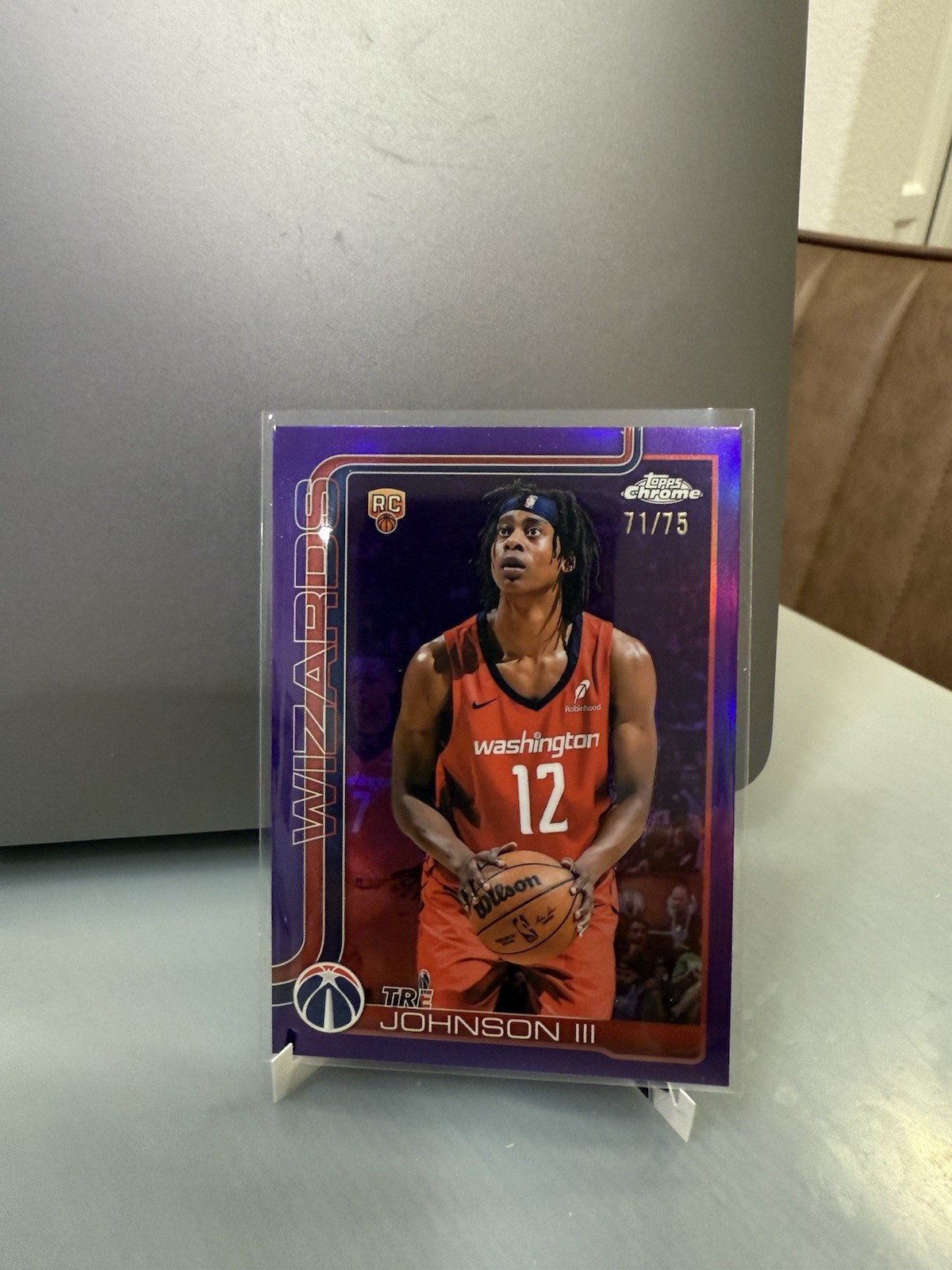 2025-26 Topps Chrome Tre Johnson III Purple Refractor #/75 Rookie Card (RC) #256