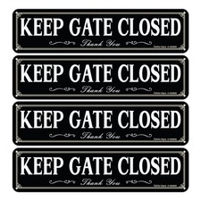 Keep Gate Closed Sign, 4-Pack 12 x 3 Inch Reflective Rust Free Aluminum, UV P...