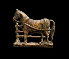 Briefständer Pferd am Gatter Messing 9x3x8cm alt dekorativ Serviettenhalter