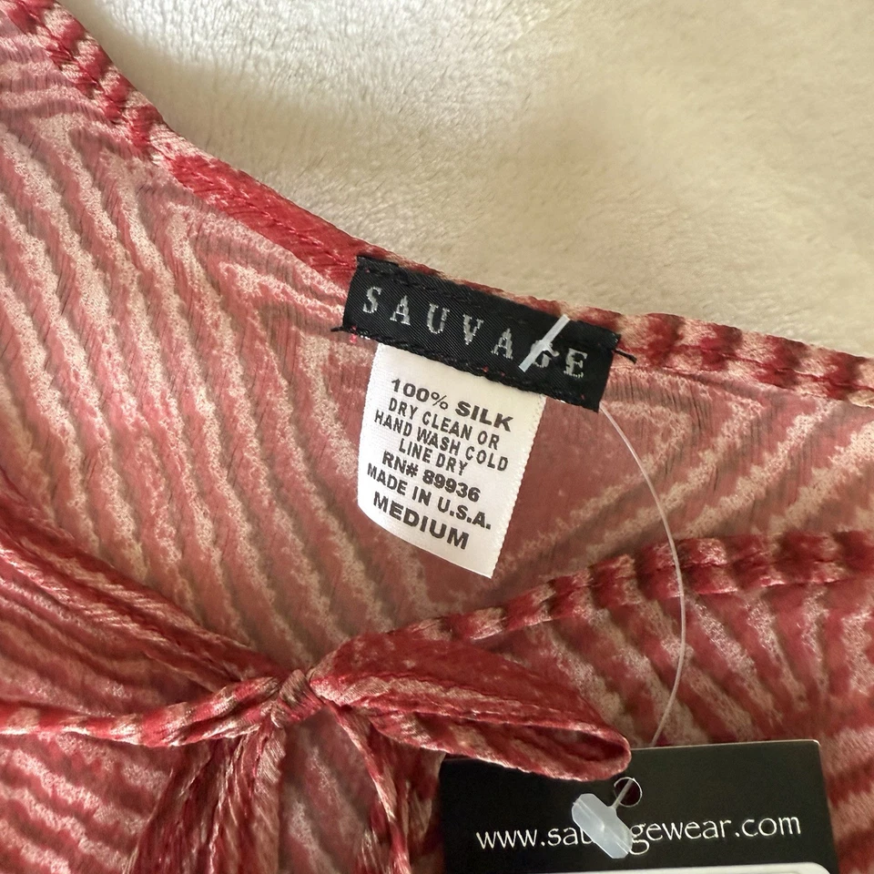 Traje de baño vintage Sauvage de seda a rayas rojas transparentes vestido de encubrimiento nuevo con etiquetas stock muerto M Foto 3 de 4