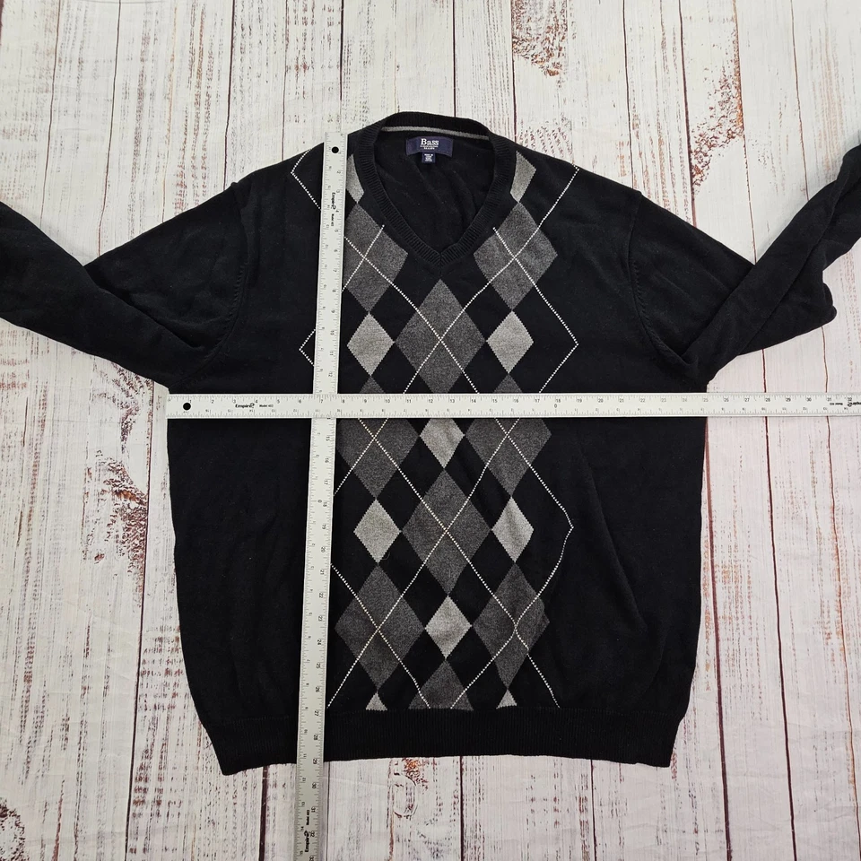 G.H. Suéter Pullover Bass Negro Argyle Cuello en V Manga Larga Para Hombre XXL Foto 4 de 4