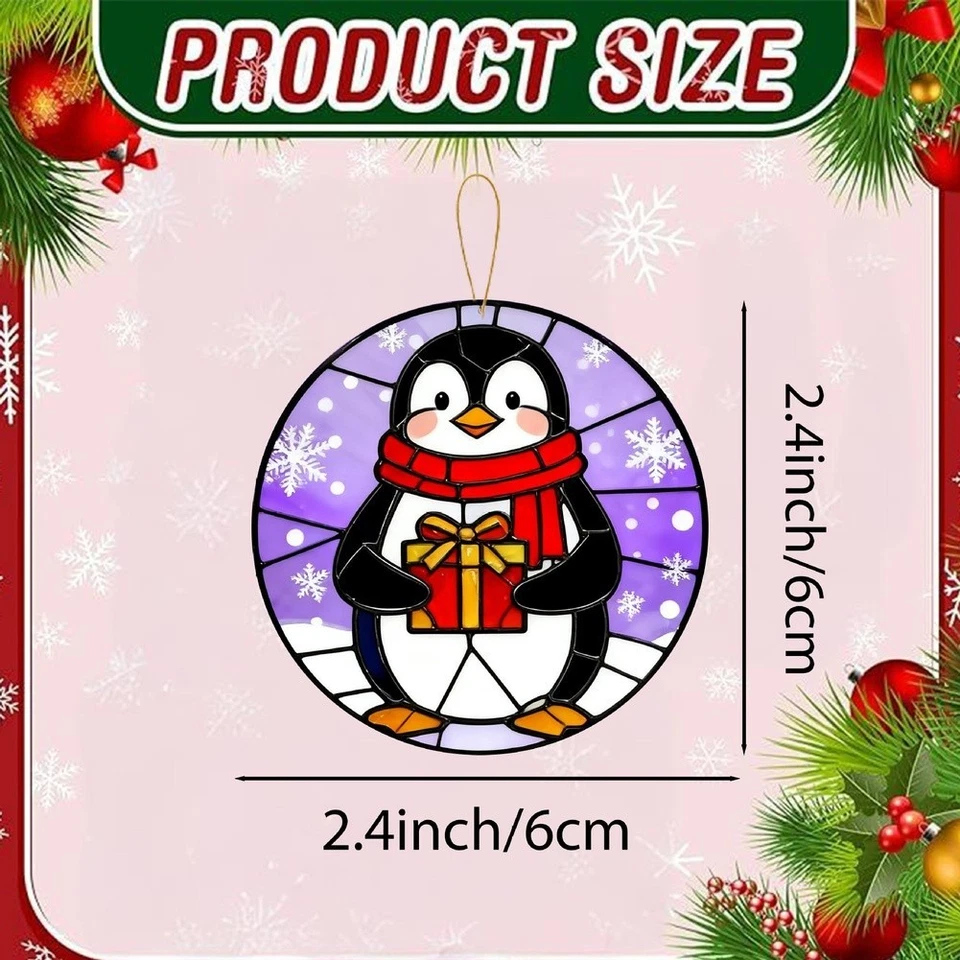 Leichtes rundes hängendes Ornament aus Acryl mit Pinguin Schneemann Weihnachtsm - Bild 4 von 4