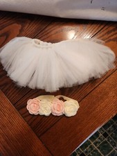 White Newborn Tutu And Headband Great For First Photos