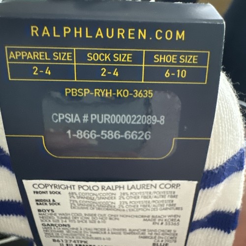 Polo Ralph Lauren 3 Pairs Crew Socks Toddler Boys Size 2-4 - Picture 4 of 4