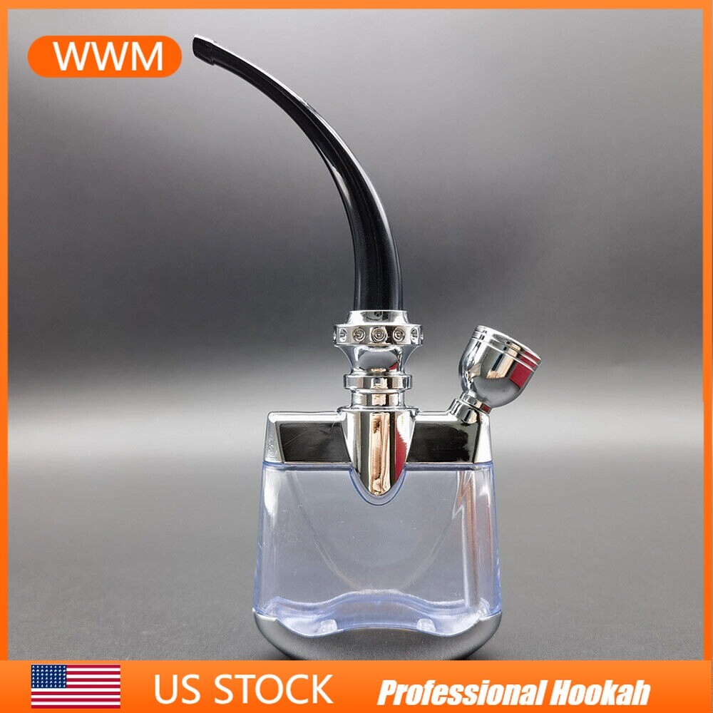 5.9inch Portable Mini Hookah Water Smoking Pipe Bong Herb Smoking Bubbler Silver