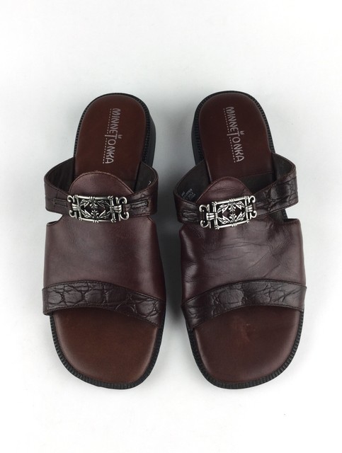 Minnetonka Womens Brown Slides Sandals Sz US 7 | eBay