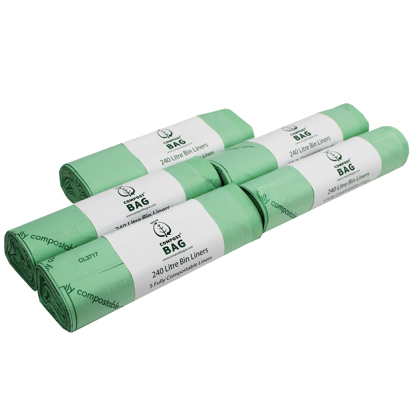 240L x25 Compostable Wheelie Bin Sacks - Biobag Bin Liners - EN13432 - 240 litre