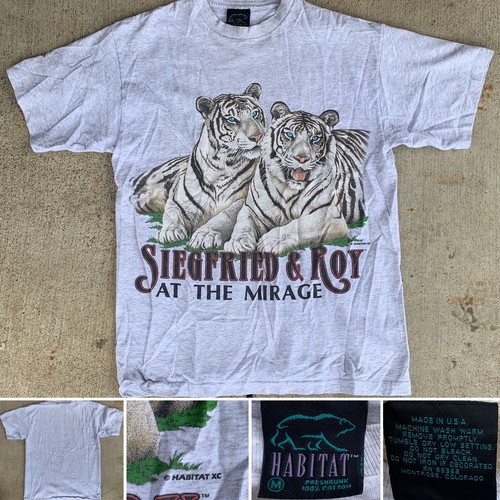 Vintage Siegfried & Roy At The Mirage T-Shirt Habitat Graphic Tee Tigers Size M - Picture 3 of 12