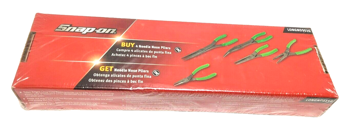 New Snap-on™ LONGNOSE5G 5pc Needle Nose Pliers Green 411CFG 96CFG
