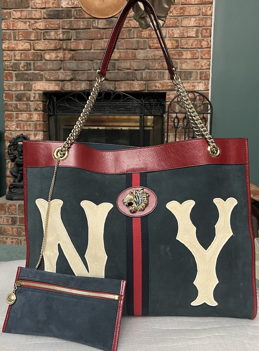 ☆GUCCI x NY Yankees ★ RAJAH ラジャ トートバッグ☆ Gucci NEW YORK NY Yankees Rajah Chain Tote Handbag Purse