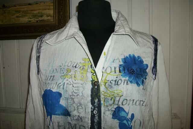 Chemisier Blanc à Fleurs Lewinger Taille 44 - Viscose/nylon, Strass, Occasion Bon état