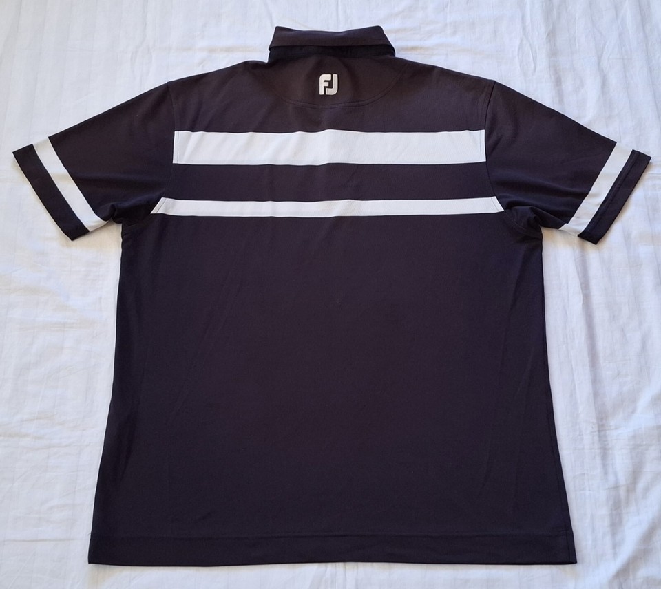 FOOTJOY Golf Shirt XXL Mens Dark Blue/White Polyester Good Clean
