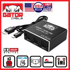 Toslink Optical Fiber Digital Audio Splitter Adapter SPDIF 3-Port 1x3 1-In 3-Out
