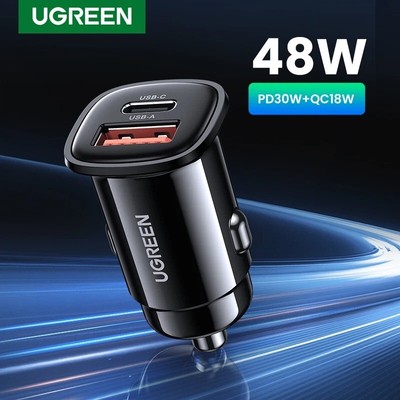 UGREEN 48W USB Car Charger PD4.0 3.0 Quick Fast Type C Charger For iPhone Xiaomi