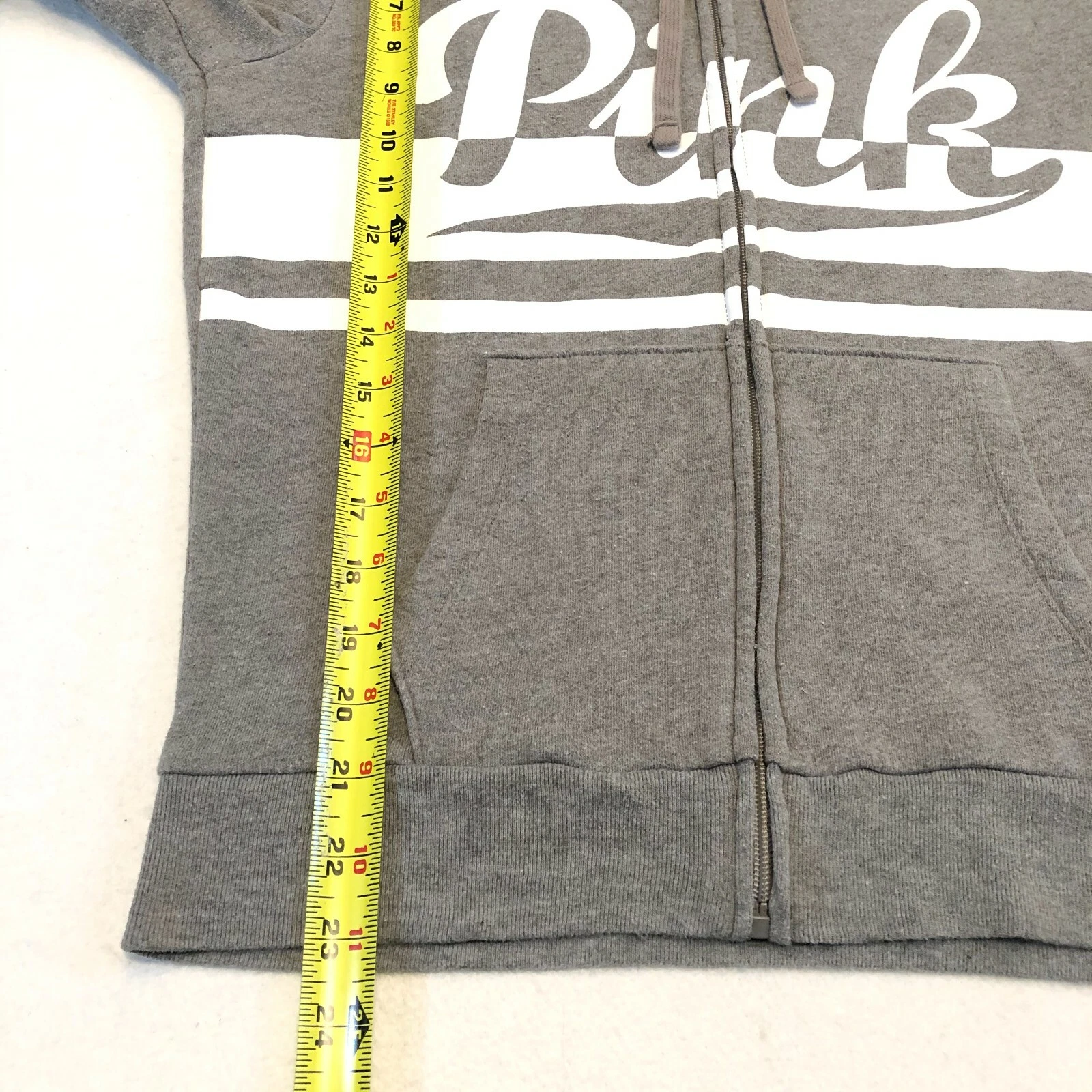 UNDERCOVER Felpa con cappuccio rosa cerniera intera Victoria Secret donna taglia S grigio erica