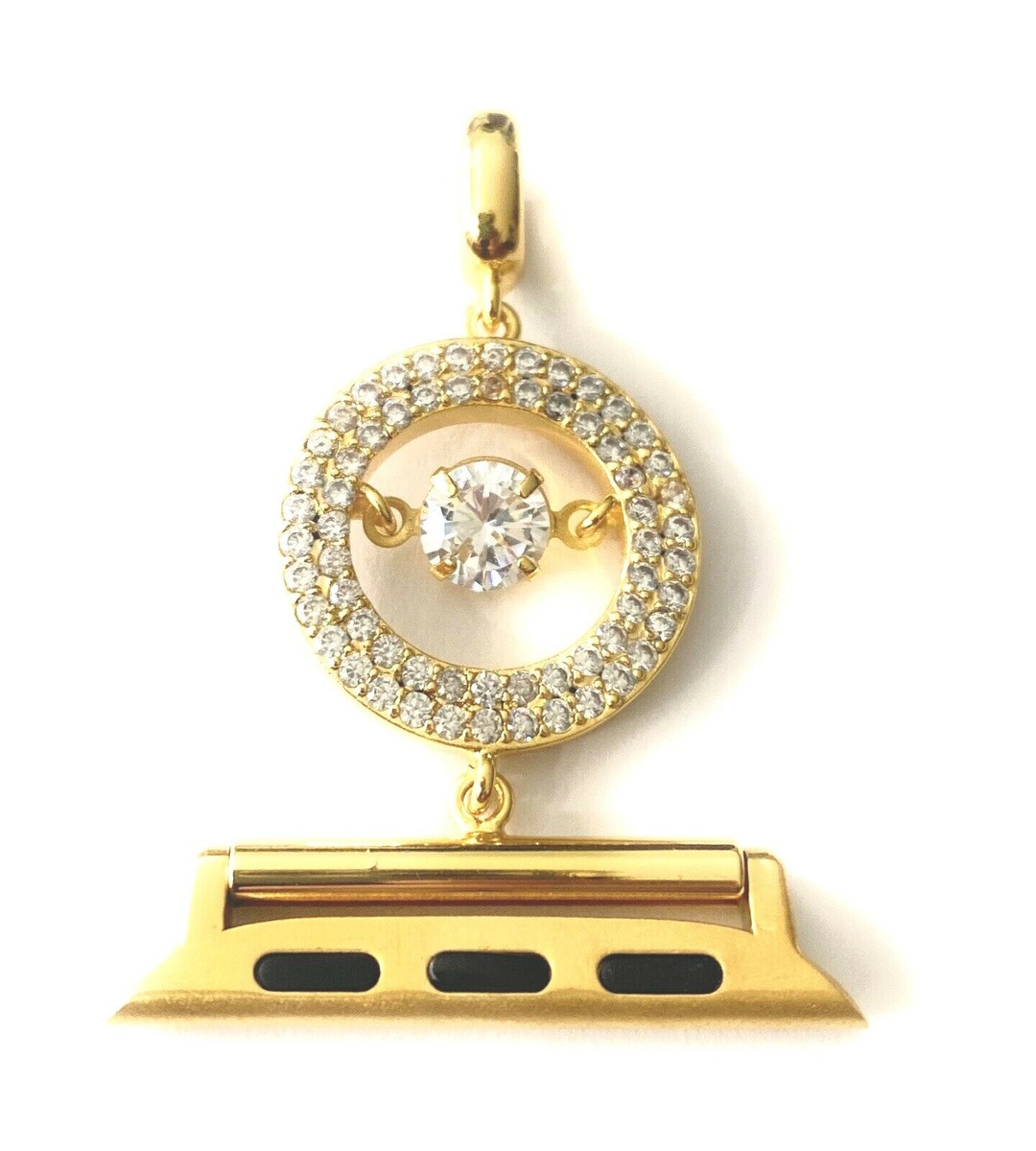 Bling Apple Watch Pendant Charm Adapter Box Chain Yellow Gold  38/40/41/42/44 mm