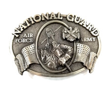Vintage 1982 National Guard Air Force Army Belt Buckle Bergamot Brass USA