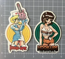 Hook Ups Sticker Lot X2 Rare Nurse Chainsaw Waitress