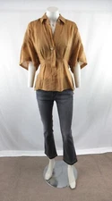 NWT ZARA Women's Ramie Short Sleeve Tie Back Blouse Size M #OS150